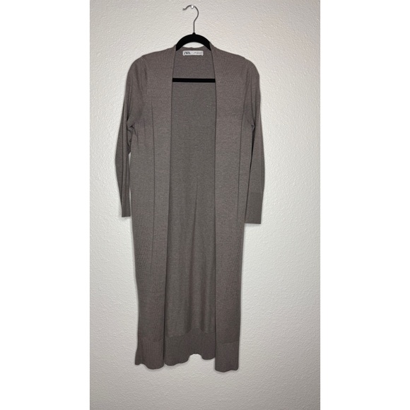 ZARA Long Duster Lightweight Cardigan Purple/Taupe Womens S - Picture 1 of 5
